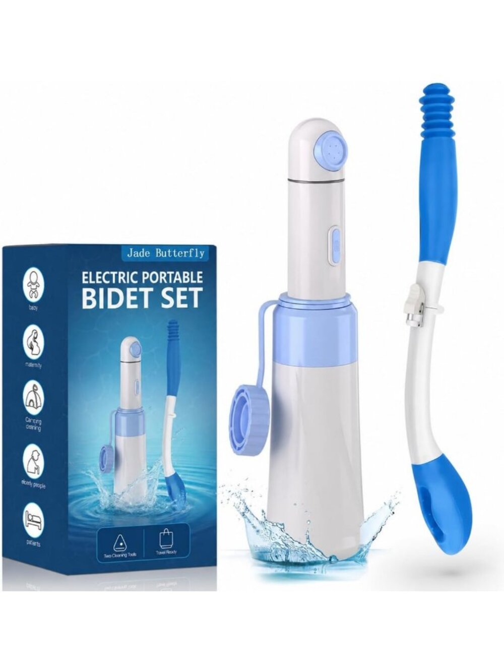 Travel Portable Bidet Set - 350ML Bottle & Toilet Aid Wiper Tool for Hygiene